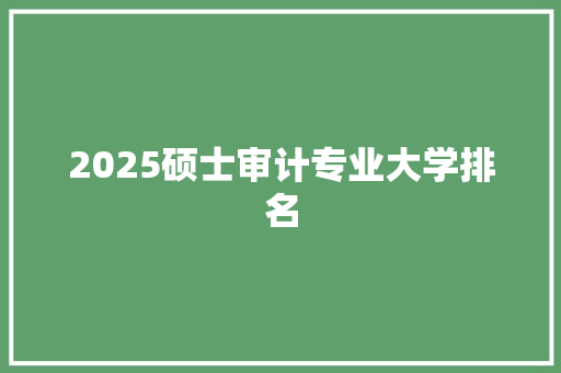 2025硕士审计专业大学排名