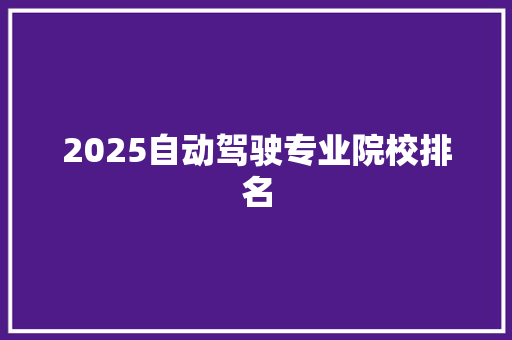 2025自动驾驶专业院校排名