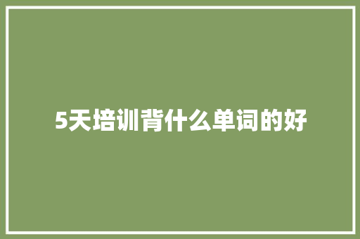 5天培训背什么单词的好