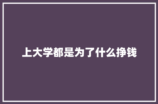 上大学都是为了什么挣钱