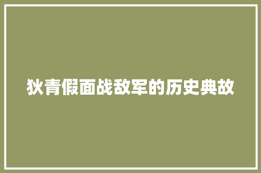 狄青假面战敌军的历史典故