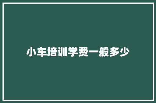 小车培训学费一般多少