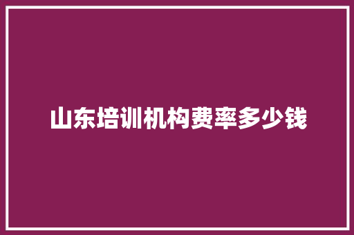 山东培训机构费率多少钱