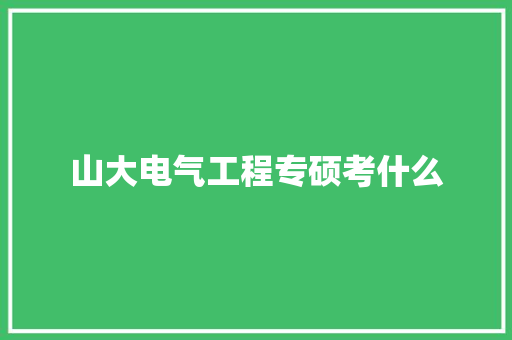 山大电气工程专硕考什么