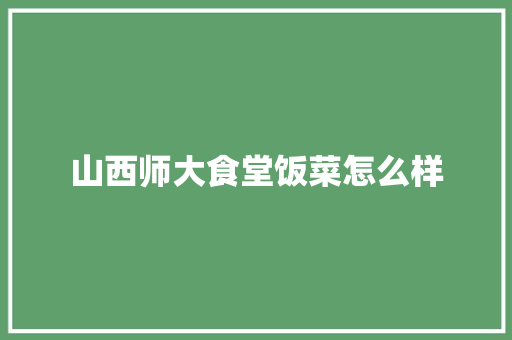 山西师大食堂饭菜怎么样