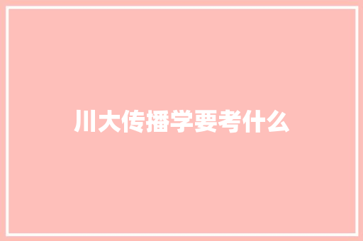 川大传播学要考什么