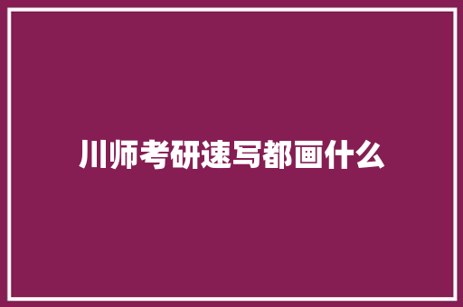 川师考研速写都画什么