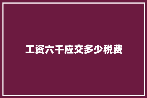 工资六千应交多少税费