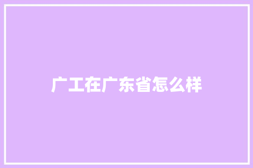 广工在广东省怎么样