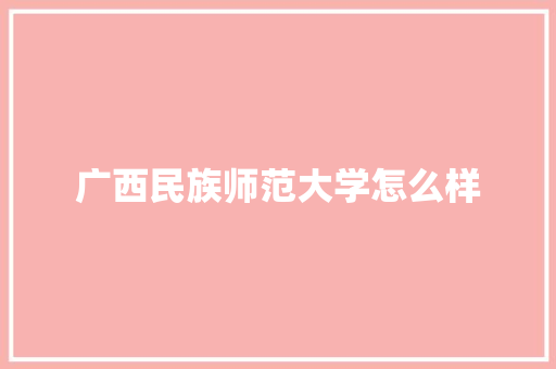 广西民族师范大学怎么样