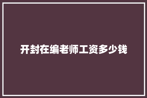 开封在编老师工资多少钱