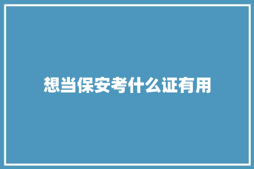 想当保安考什么证有用