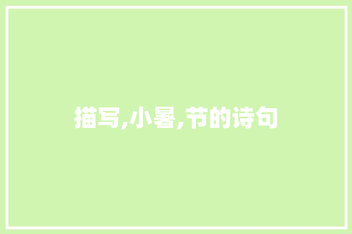描写,小暑,节的诗句