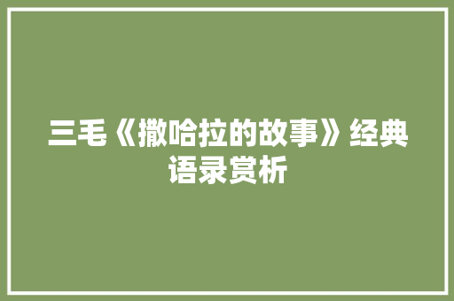三毛《撒哈拉的故事》经典语录赏析