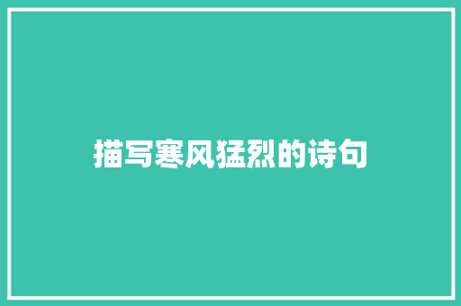 描写寒风猛烈的诗句