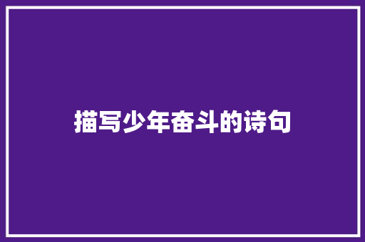 描写少年奋斗的诗句