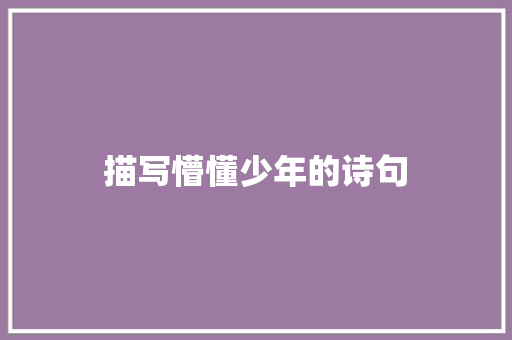 描写懵懂少年的诗句