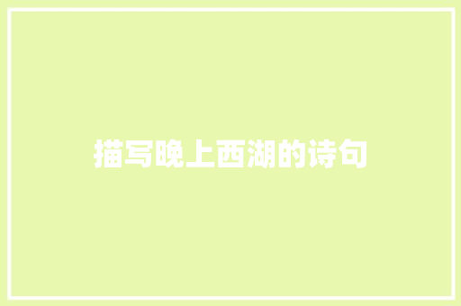描写晚上西湖的诗句