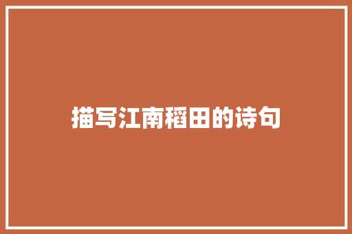 描写江南稻田的诗句