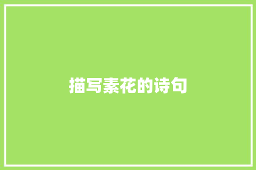 描写素花的诗句