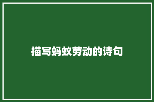 描写蚂蚁劳动的诗句