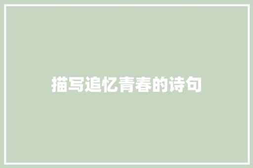 描写追忆青春的诗句