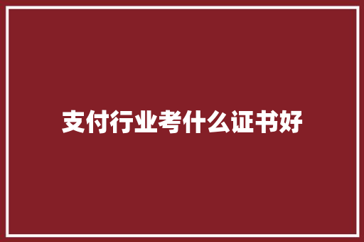 支付行业考什么证书好