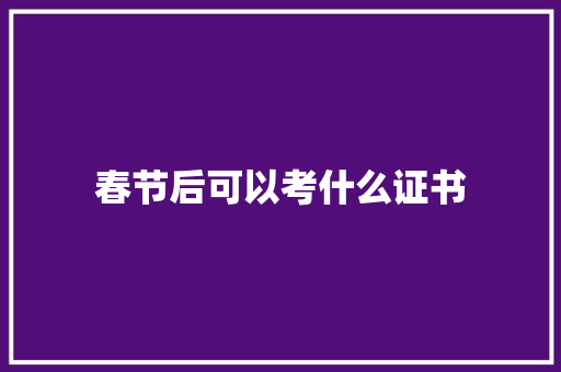 春节后可以考什么证书