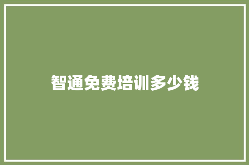 智通免费培训多少钱