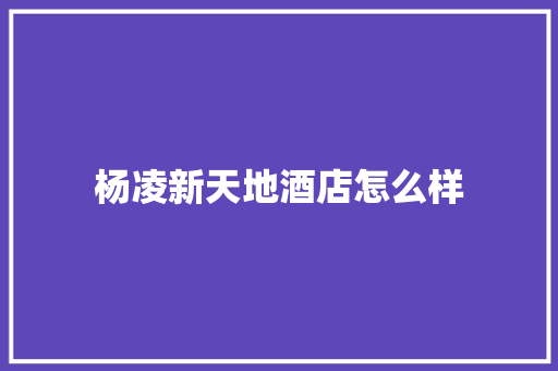 杨凌新天地酒店怎么样