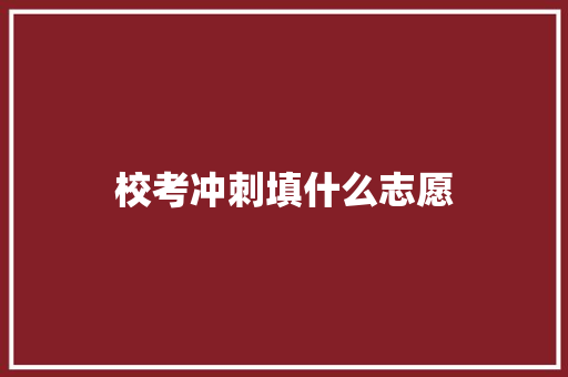 校考冲刺填什么志愿