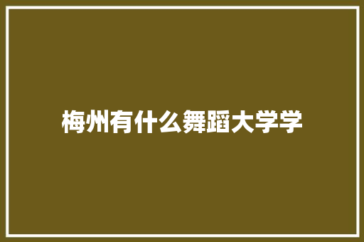 梅州有什么舞蹈大学学