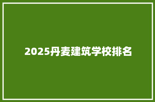 2025丹麦建筑学校排名