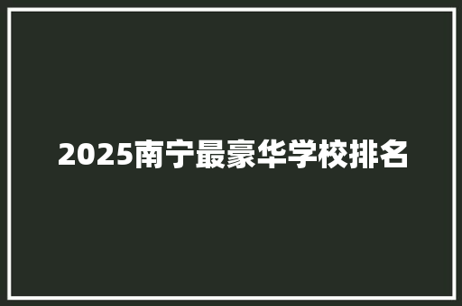 2025南宁最豪华学校排名