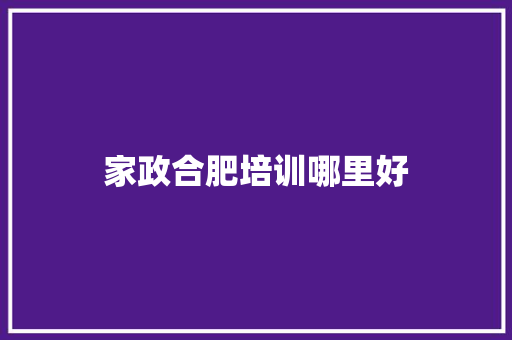 家政合肥培训哪里好