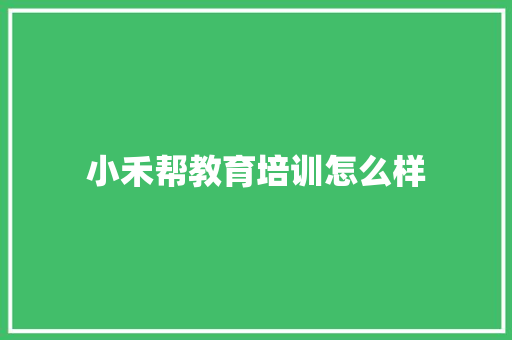 小禾帮教育培训怎么样