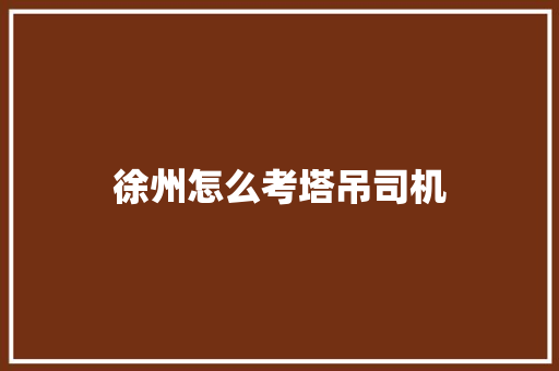 徐州怎么考塔吊司机