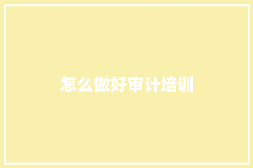 怎么做好审计培训