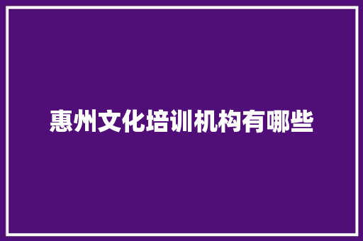 惠州文化培训机构有哪些