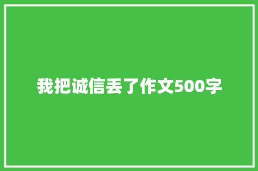 我把诚信丢了作文500字 词汇积累
