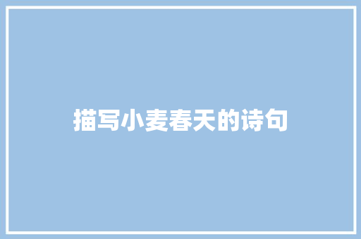 描写小麦春天的诗句