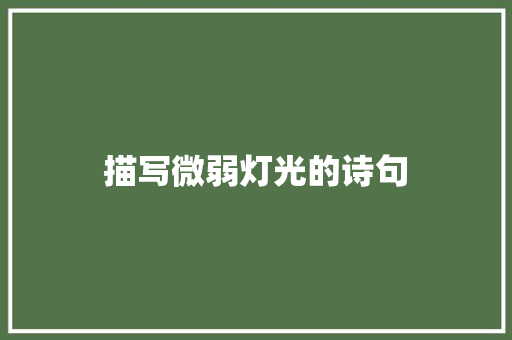 描写微弱灯光的诗句
