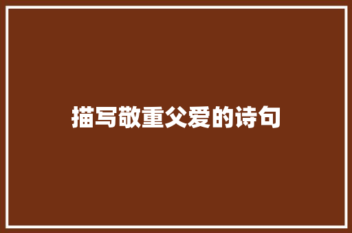 描写敬重父爱的诗句