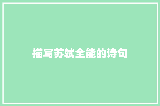 描写苏轼全能的诗句