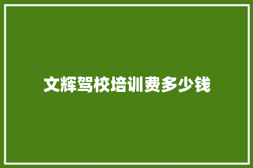 文辉驾校培训费多少钱