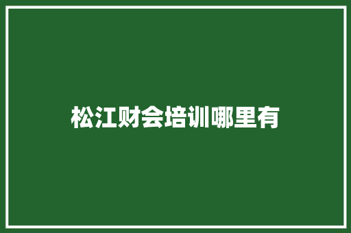 松江财会培训哪里有
