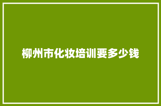 柳州市化妆培训要多少钱