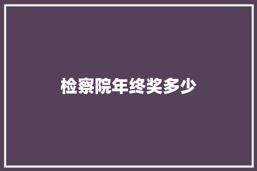 检察院年终奖多少