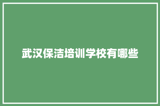武汉保洁培训学校有哪些