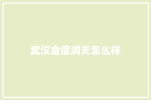 武汉金信润天怎么样